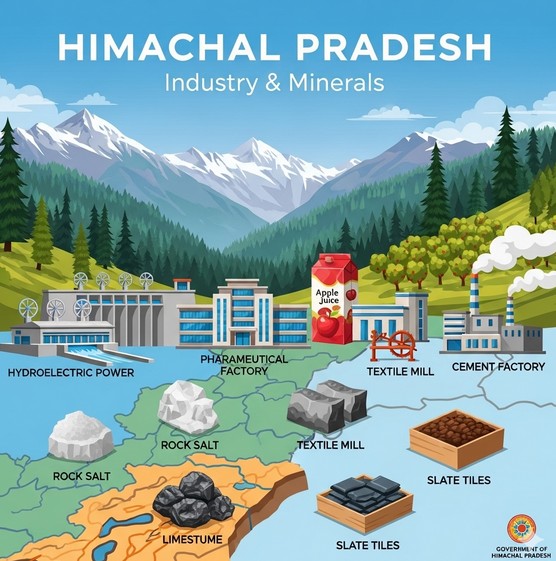 हिमाचल प्रदेश की अर्थव्यवस्था : उद्योग खनिज